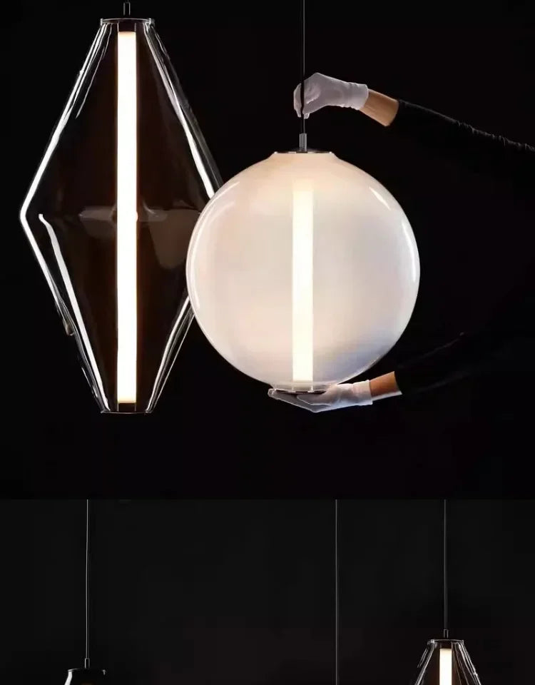 Nordic Minimalist Restaurant  LED Pendant Light  Modern Designer Glass Restaurant Small Pendant Light  Including Light Source