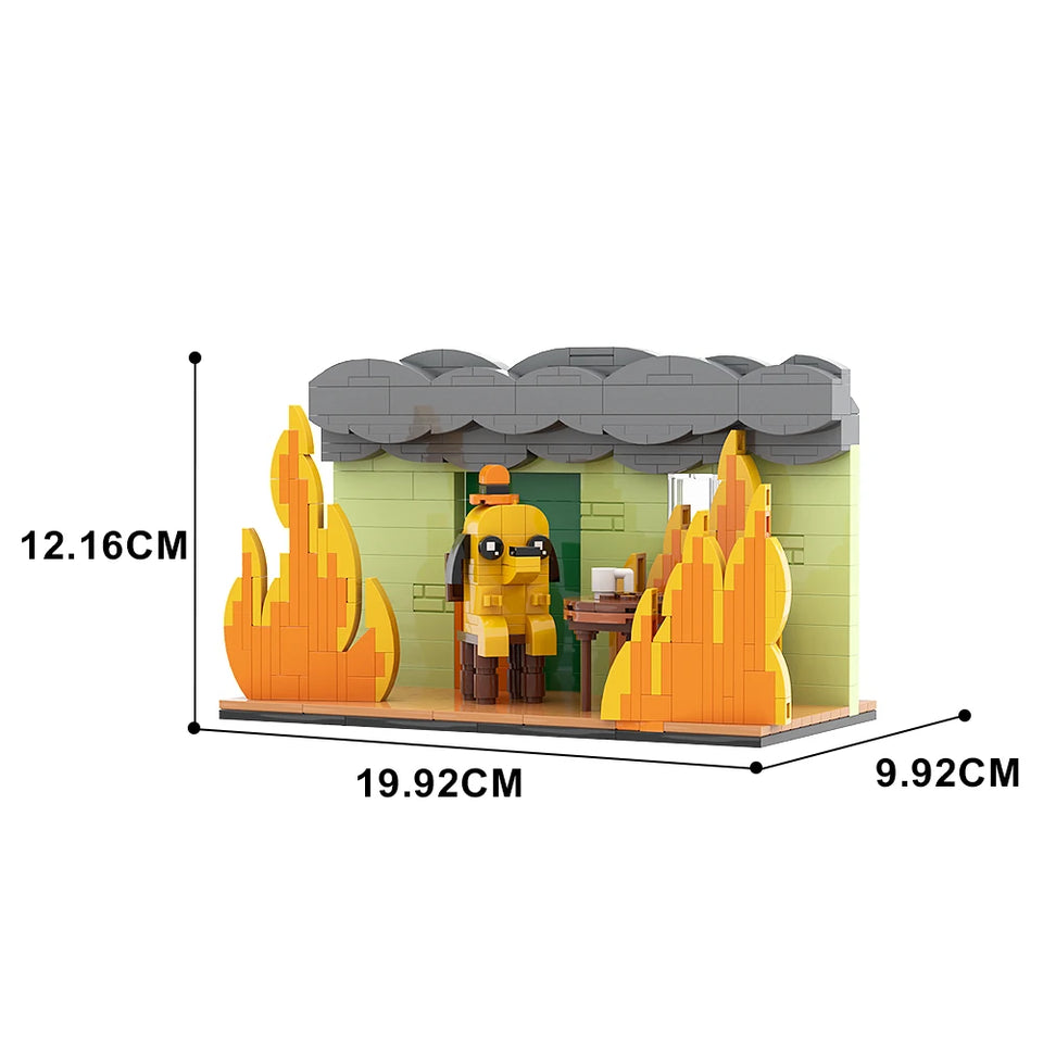 MOC This is Fine Dog Animal Dog Building Blocks Cartoon Creative Animal Bricks Animation Creative Ornament Toys Children's Gifts