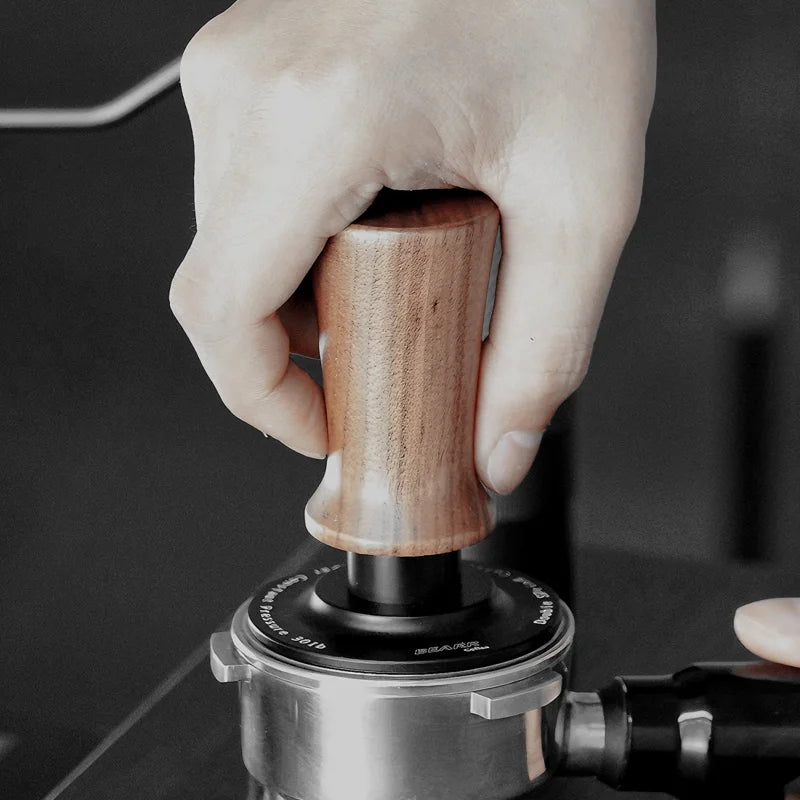 BEARR Coffee Tamper Double Spring Coffee Powder Walnut Handle Constant Pressure SpringCoffeeTamper 51/53/53.7/58.35 Barista Tool