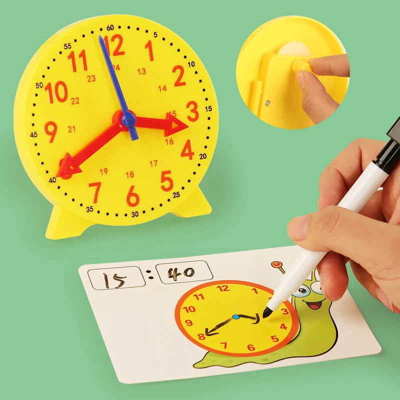 Montessori Toy Snail Clock Educational Toys Hour Minute Second Cognition Matching Puzzle Toys Kids Early Preschool Teaching Aids
