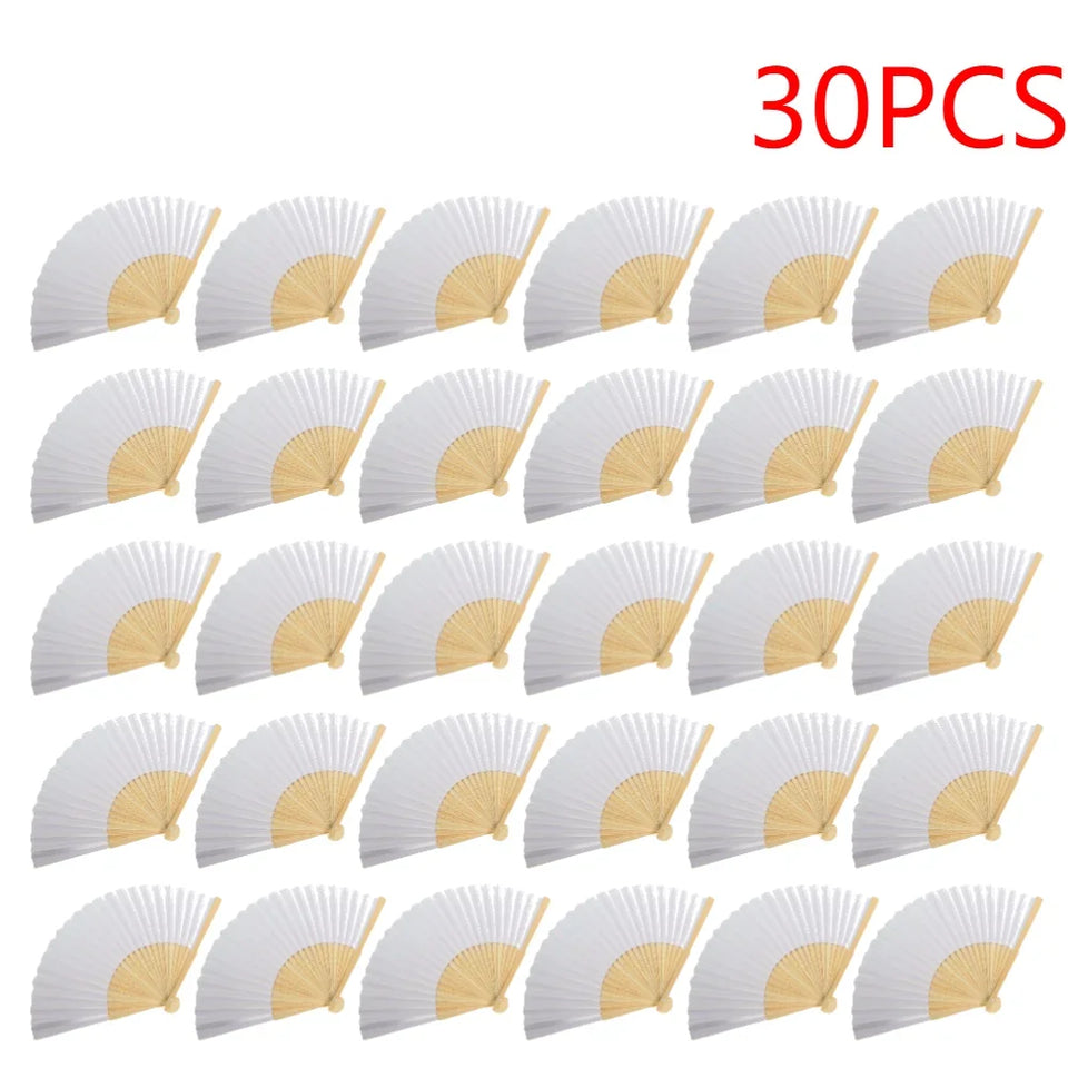 1-50PCS Paper Bamboo Folding Hand Fan Wedding Personalized Fans Party Decor Art Craft DIY Folding Fan for Wedding Party Decor