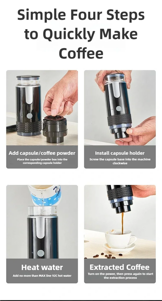 Electric Coffee Maker Convenient Capsule Ground Coffee Brewer Travel Camping Coffee Maker for Ground Coffee and KCUP Capsules