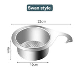 Stainless Steel Swan Sink Strainer Basket Kitchen Sink Garbage Filter Swan Dry And Wet Separation Hook Drain Rack