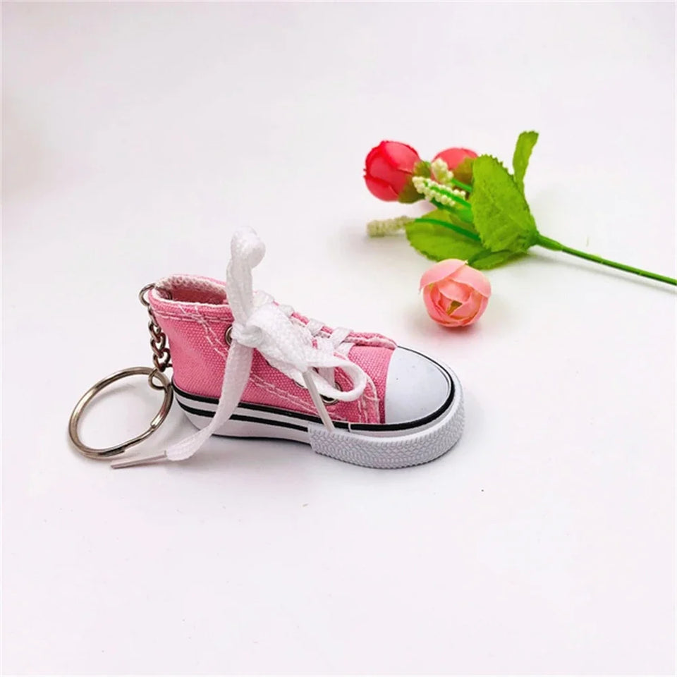 3D Canvas Sneaker Tennis Shoe Keychain Blue Pink Black White Sports Shoes Keyring Bag Ornaments Car Trinket Keyring Accessories