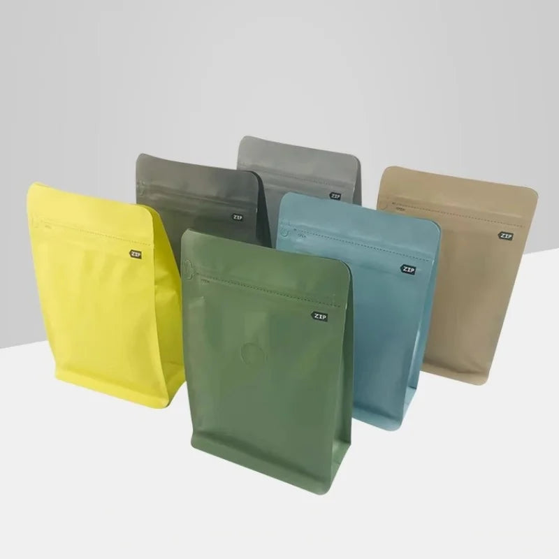 StoBag 20pcs 250g Color Matte Coffee Beans Bag Packaging with Valve Aluminum Sealed for Powder Nuts Storage Reusable Pouches