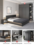 Modern Simple Bedroom Furniture Wooden Glass Bedside Table Storage Side Cabinet