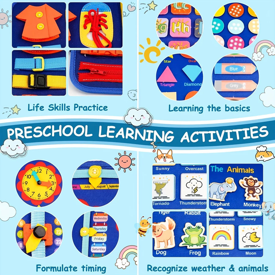 Busy Board Toys for Toddler, Preschool Educational Toy for Learning Fine Motor Skills, Ideal Christmas Birthday Gifts