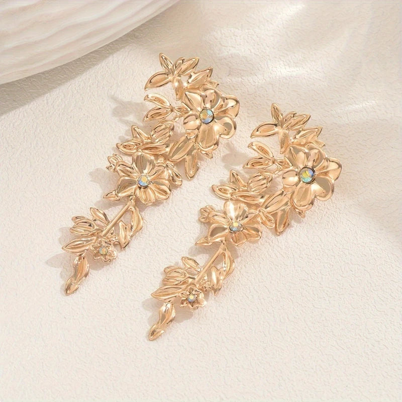 New Personalized Punk Style Flowers Long Drop Earrings Ladies Fashion Trend Holiday Party Accessories Jewelry Gifts