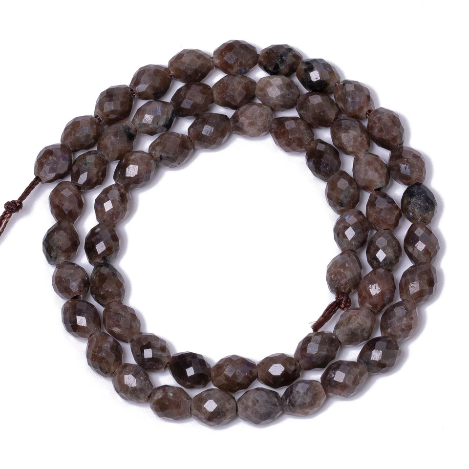 5x6mm Natural Stone Coffee Labradorite Faceted Rice Shape Beads For Jewelry Making Handmade Bracelet Party Gift DIY Accessories