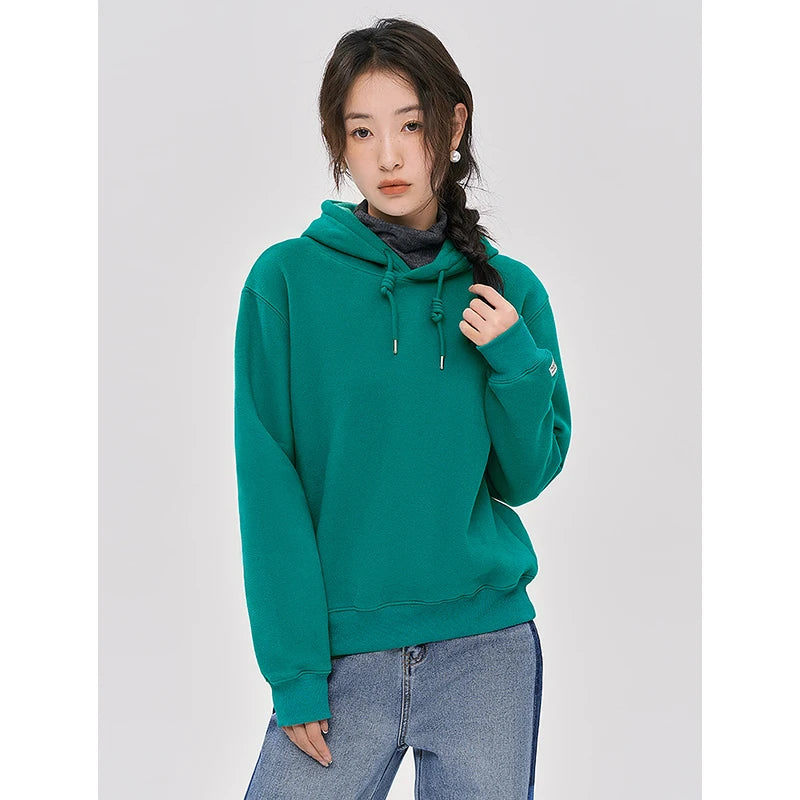 Women Plush Hoodies Sweatshirt 2024 Autumn Long Sleeve Loose Hooded Sweatshirt Versatile Leisure Multicolor Warm Pullover Tops