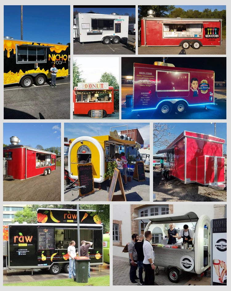 Pro Food Trailer Manufacturer Built EU USA AU Standard Quality with Personal Customization Choice Business logo Food Truck