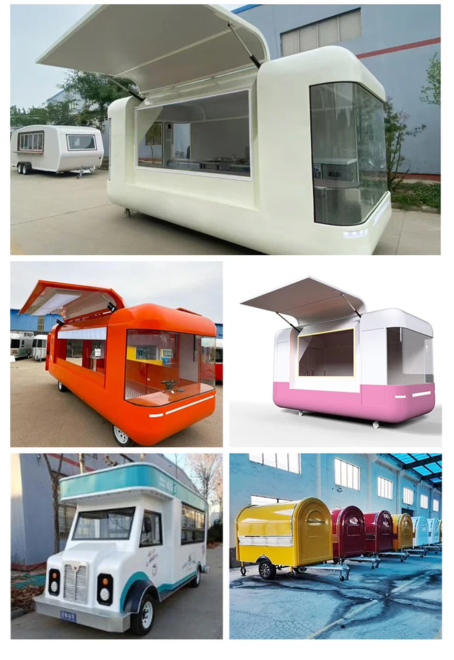 Standard Vending Food Kiosk Truck Outdoor Mobile Fast Food Carts Kiosk Popsicle Ice Cream Vending Carts Hot Dog Food Trailer