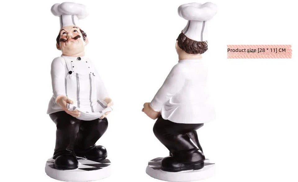 Restaurant Resin Decor - Chef Figurine & Bar Ornaments for Cafe, Commercial Kitchen Decorations Durable Resin Craft