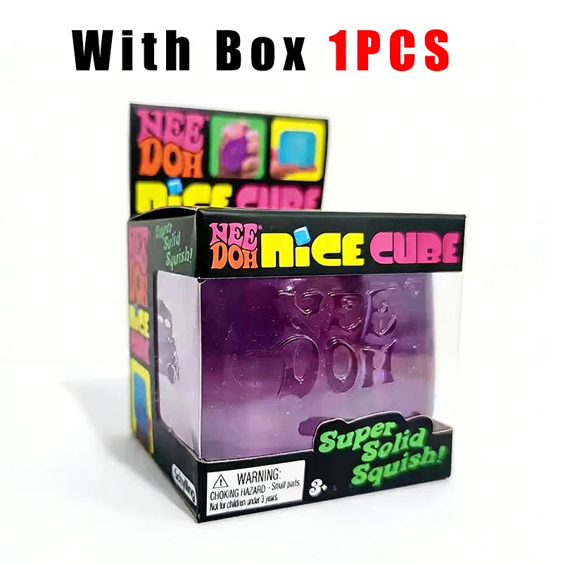 2026 NeeDOH Nice Cube Super Squeeze Sensory Fidget Toy Translucent Red Stress Relief Squishy Cube for Kids Adults Anxiety Relief
