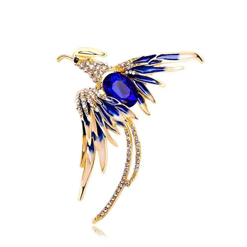 New Bathing Fire Phoenix Rhinestone Brooch Pendant Fashion Animal Sparkling Crystal Pins Clothes Bags Accessories Jewelry Gifts