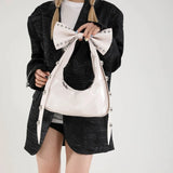 Trendy Handbag for Women with Unique Bows and Rivet Embellishments Stylish PU Leather Women's Shoulder Bag
