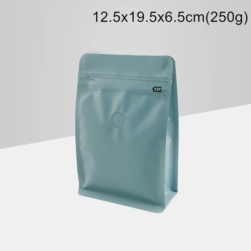 StoBag 20pcs 250g Color Matte Coffee Beans Bag Packaging with Valve Aluminum Sealed for Powder Nuts Storage Reusable Pouches