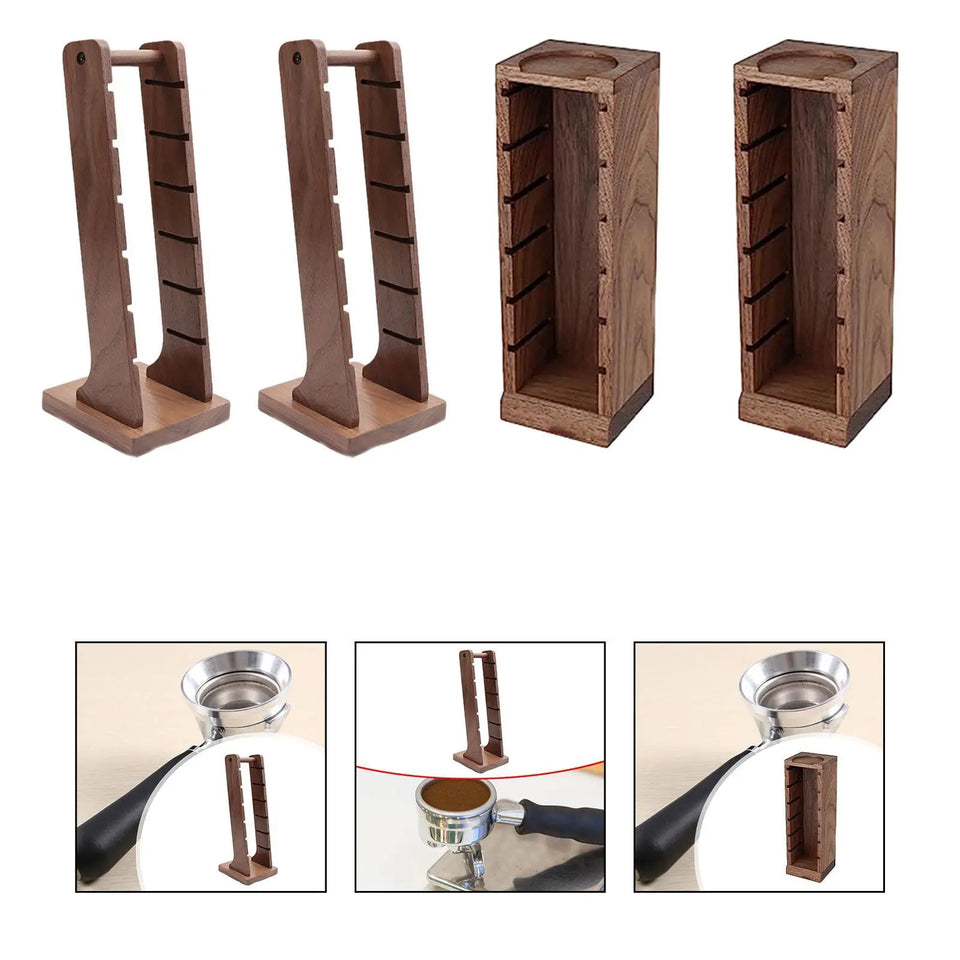Coffee Powder Bowl Storage Shelf Wooden Multifunction Coffee Filter Basket