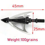 3pcs Hunting Broadhead 100gn-150gn ArrowHead Arrows Points for Compound Recurve Traditional Bow Crossbow Hunting Archery Outdoor