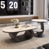 Italian minimalist new rock slab coffee table living room home simple modern high-end combination light luxury oval tea table