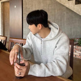 Men's Hooded Sweatshirt Knitting Solid with Zipper Male Hoodie Clothing Deals Cotton 90s Vintage Luxury Y2k Emo Tops Simple Warm
