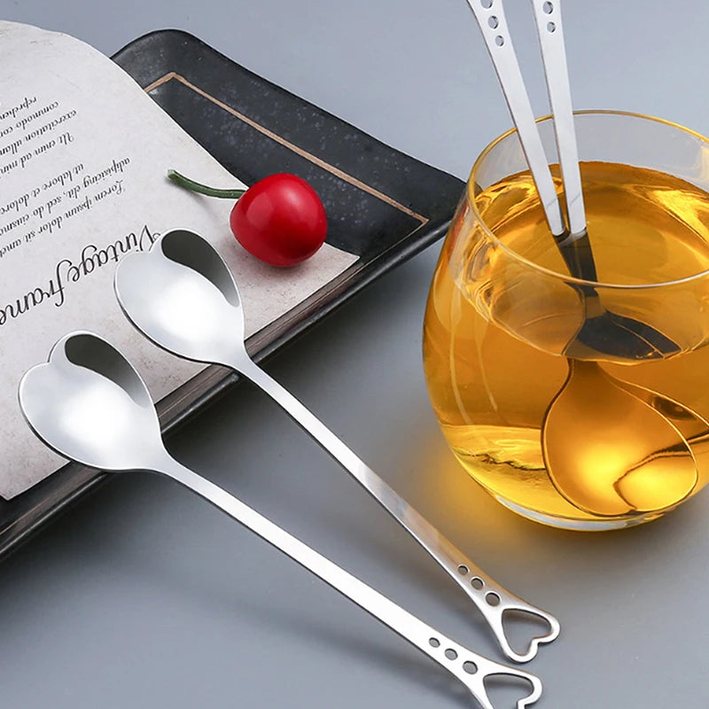 Coffee Spoons Creative Valentines Day Coffeeware Heart-Shaped Silver Kitchen Accessories Dinnerware Portable Stainless Steel
