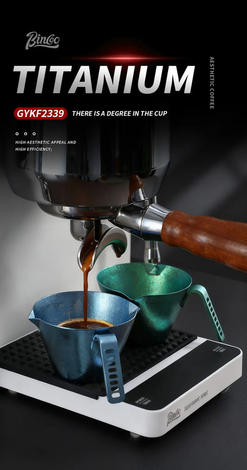 Bincoo Premium Titanium Coffee Cup 90ml for Espresso Extraction and Milk Measurement Durable Pure Titanium Construction Perfect