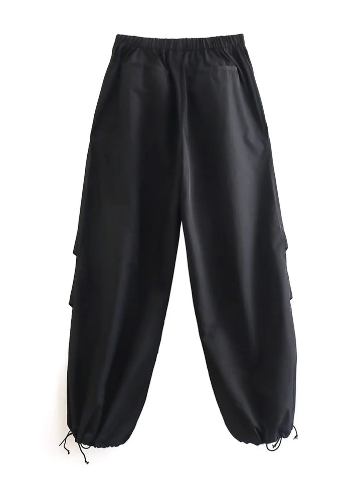 Willshela Women Fashion Parachute Cargo Pants Vintage Jogging Trousers High Elastic Waist Female Chic Lady Boot Cut