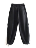 Willshela Women Fashion Parachute Cargo Pants Vintage Jogging Trousers High Elastic Waist Female Chic Lady Boot Cut