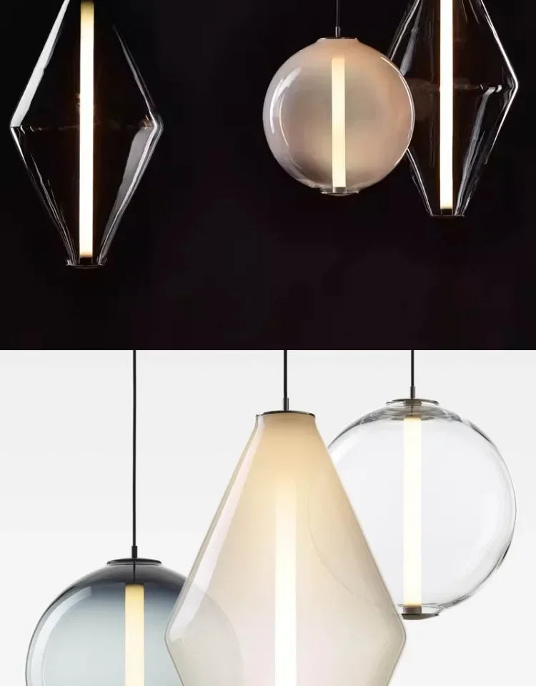 Nordic Minimalist Restaurant  LED Pendant Light  Modern Designer Glass Restaurant Small Pendant Light  Including Light Source