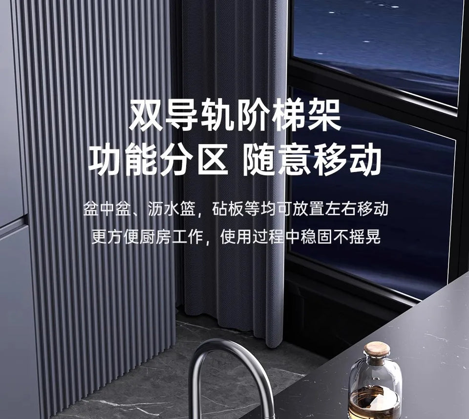 304 Stainless Steel Kitchen Sink, Large Single Sink, Thickened Whale Relief, Digital Display, Washbasin, Washbasin