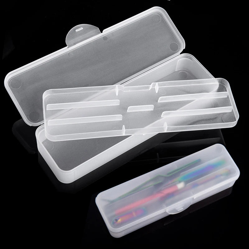 1Pc Rectangle Double-layer Nail Art Tool Empty Storage Box Tweezers Clippers Nail Brush Files Portable Plastic Container 22cm
