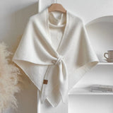 Fashion Solid Color Knitted Shawl Soft Neck Wrap Sweater Shawl Cape Winter Warm Thickened Wool Blended Shawl