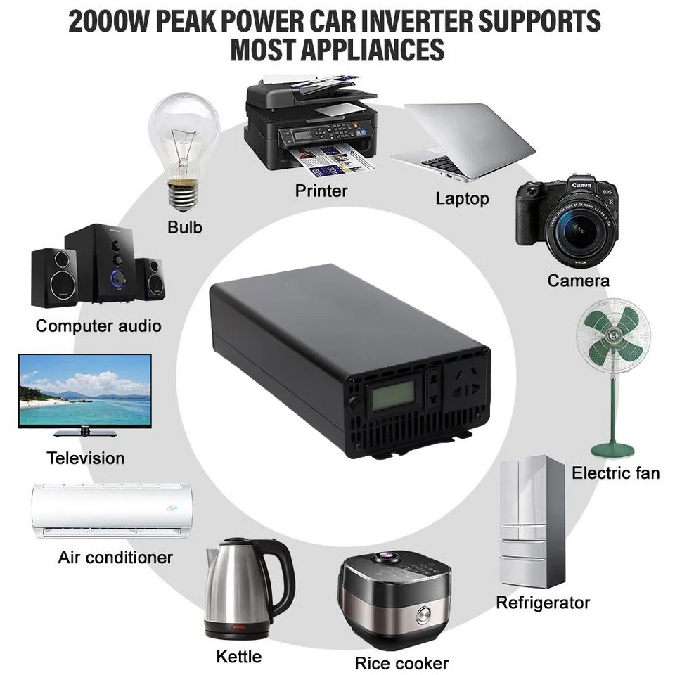 Pure Sine Wave Car Inverter 2000W 3000W Transformer Power Converter 12V 24V 48V 60V 72V to AC 110V 220V 50hz 60hz Solar Inverter