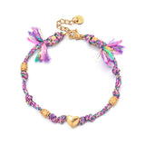 Boho New 2025 Creative Color Rope Heart Beads Bracelet 18K Gold Plated Stainless Steel Fashion Jewelry Accessories