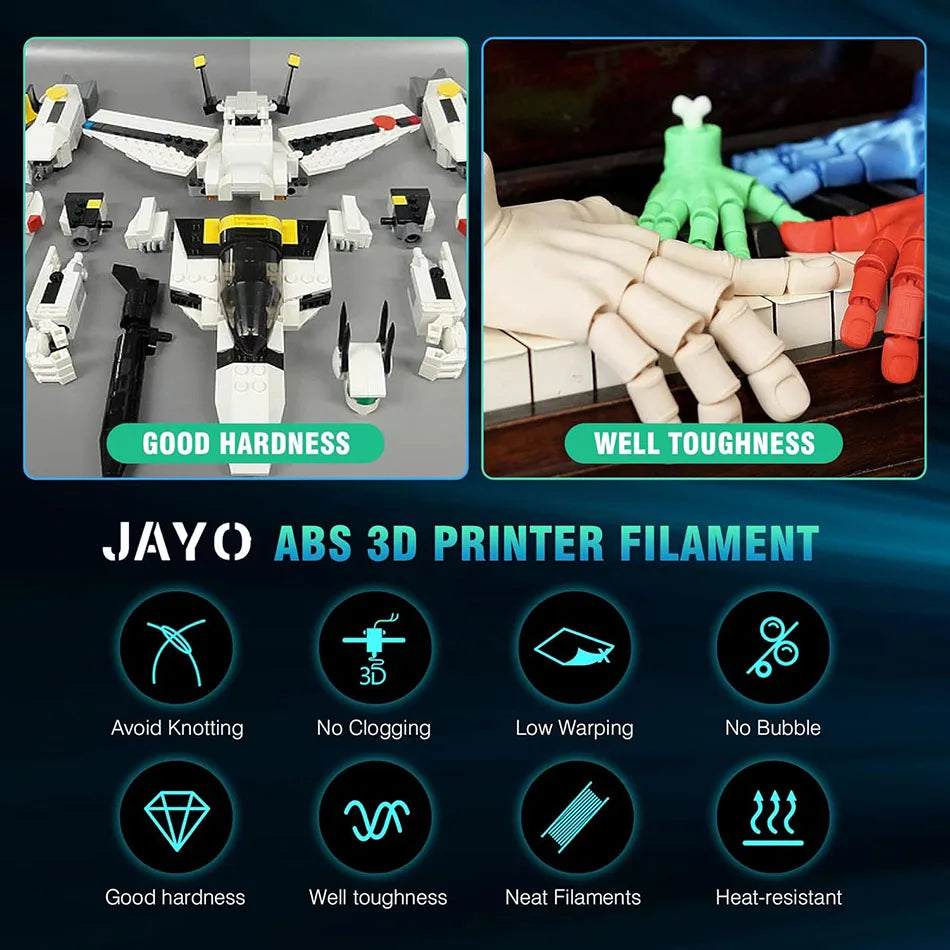 JAYO PLA /PLA Matte /ABS/PETG/PLA Plus 3D Printer Filament 5KG/Roll 1.75mm 3D Filament Large Spool Neatly Wound Filament
