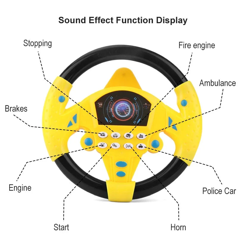 Children Eletric Simulation Steering Wheel Toys Gifts Light Sound Musical Stroller Simulate Driving Car Vocal Toy for Kids