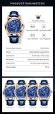 OLEVS 9923 Moon Phase Automatic Mechanical Watches for Man Fashion Leather Strap Waterproof Starry Sky Blue Luxury Men's Watches