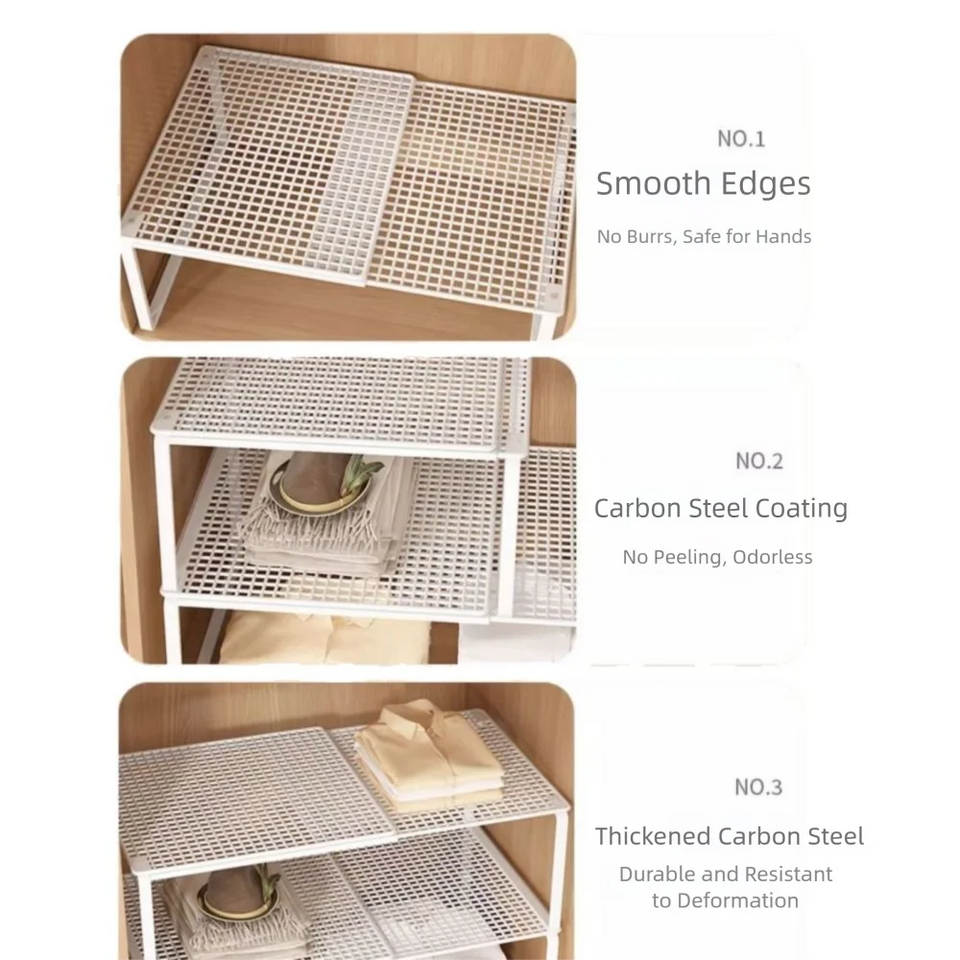 Closet Shelf Wardrobe Organizer Wardrobe Divider Board Stackable Shelves Clother Storage Rack Telescopic Adjustable