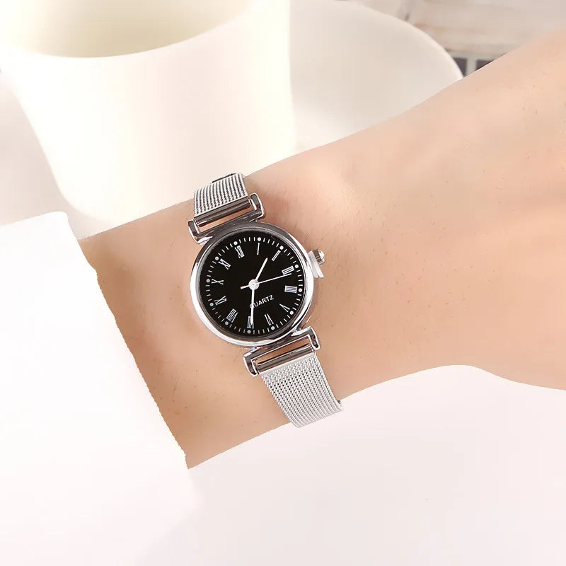 Fashion Watches for Women Female Watches Clock Luxury Wrist Watch White Stainless Steel Band Classic Quartz Watches Daily Gifts