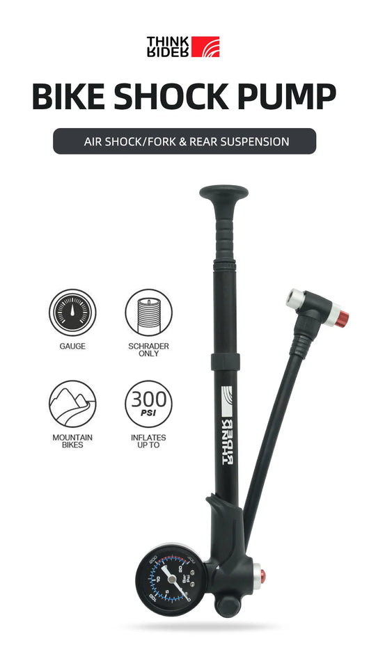 ThinkRider Portable High-pressure 300psi Bike Air Pump with Gauge for Fork & Rear Suspension Shock Absorber Mountain
