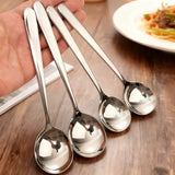 1/5PCS Round Head Soup Spoon Stainless Steel Long Handle Stirring Spoon Portable Dessert Coffee Scoop Home Kitchen Tableware