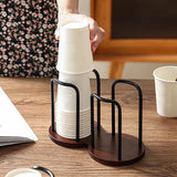Shelf Tea Mug Organizer Kitchen Office Accessory Wooden Paper Cup Holder For Disposable Cups Desktop Coffee Table Storage