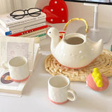 Duck,kettle,Drink water.Shape,Kettle set,Cup,Duckling,Cute,Pale pink,Summer,Goose,teacup,Brew tea,Household