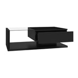 Rosahqnda coffee table side tables coffee table tables with glass and LED effect, high gloss white
