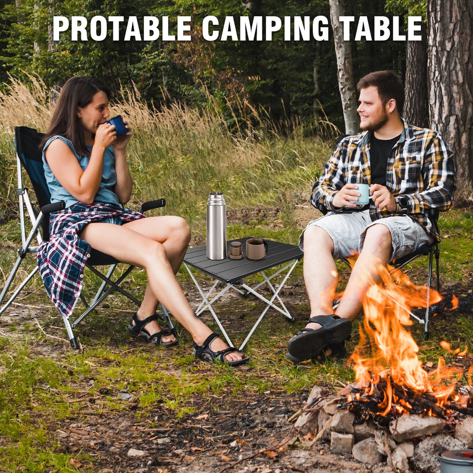 BRIEFNESS Portable Folding Table for Outdoor Picnic Camping Compact Lightweight Aluminum Alloy Garden Patio Table with Carry Bag