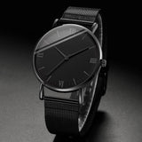 2PCS Men's Watch Fashion Roma Quartz Watches Steel Mesh Band Wristwatches Bracelet Set