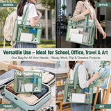Clear Transparent PVC Tote Bag Large Capacity Waterproof Mesh Pocket Reinforced Handle for School Commute Beach