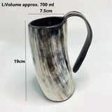 Drinking Horn Mug, 200-700ml Natural Ox Horn Cup & Coffee Stein Cool Unique Gift for Men and Women Home Decor for Beer Kitchen