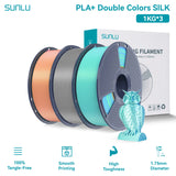 SUNLU Silk PLA PLUS 3D Filament 1.75mm Double Colors Silk Textures Pla+ Gradient Colors Filament for Most FDM 3D Printer 3KG